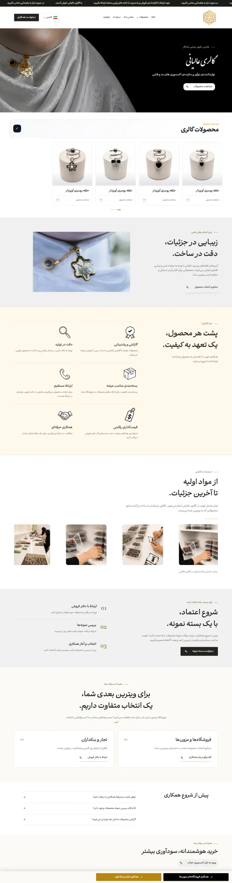 نمای کامل طراحی سایت فروشگاهی گالری عالیانی