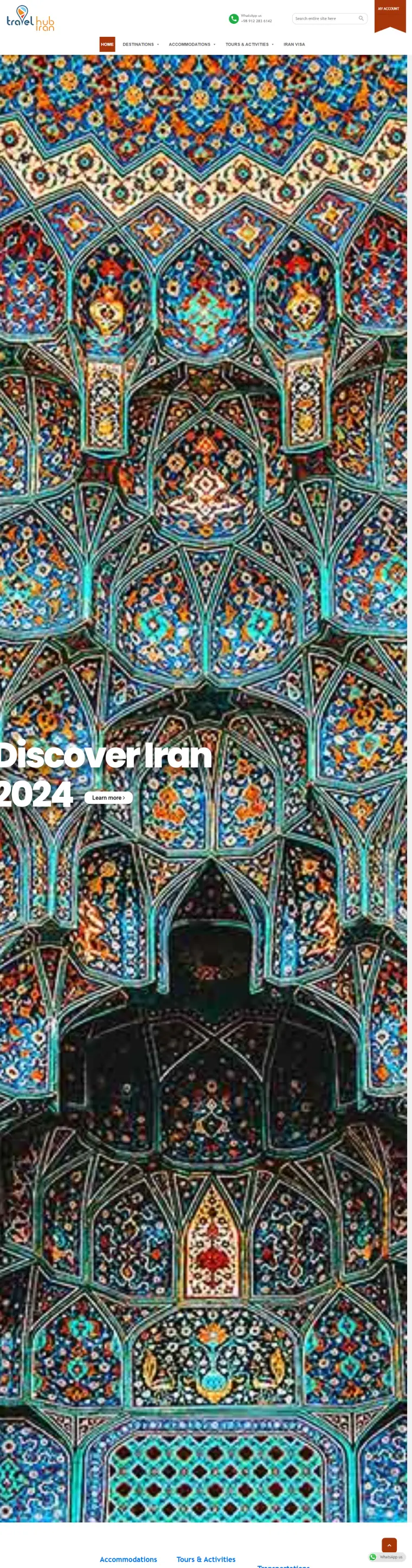 نمای کامل طراحی سایت آژانس مسافرتی تراول هاب ایران